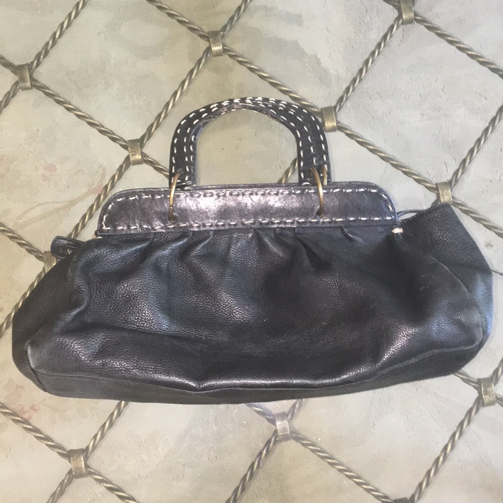 Brazilian leather vintage style black bag